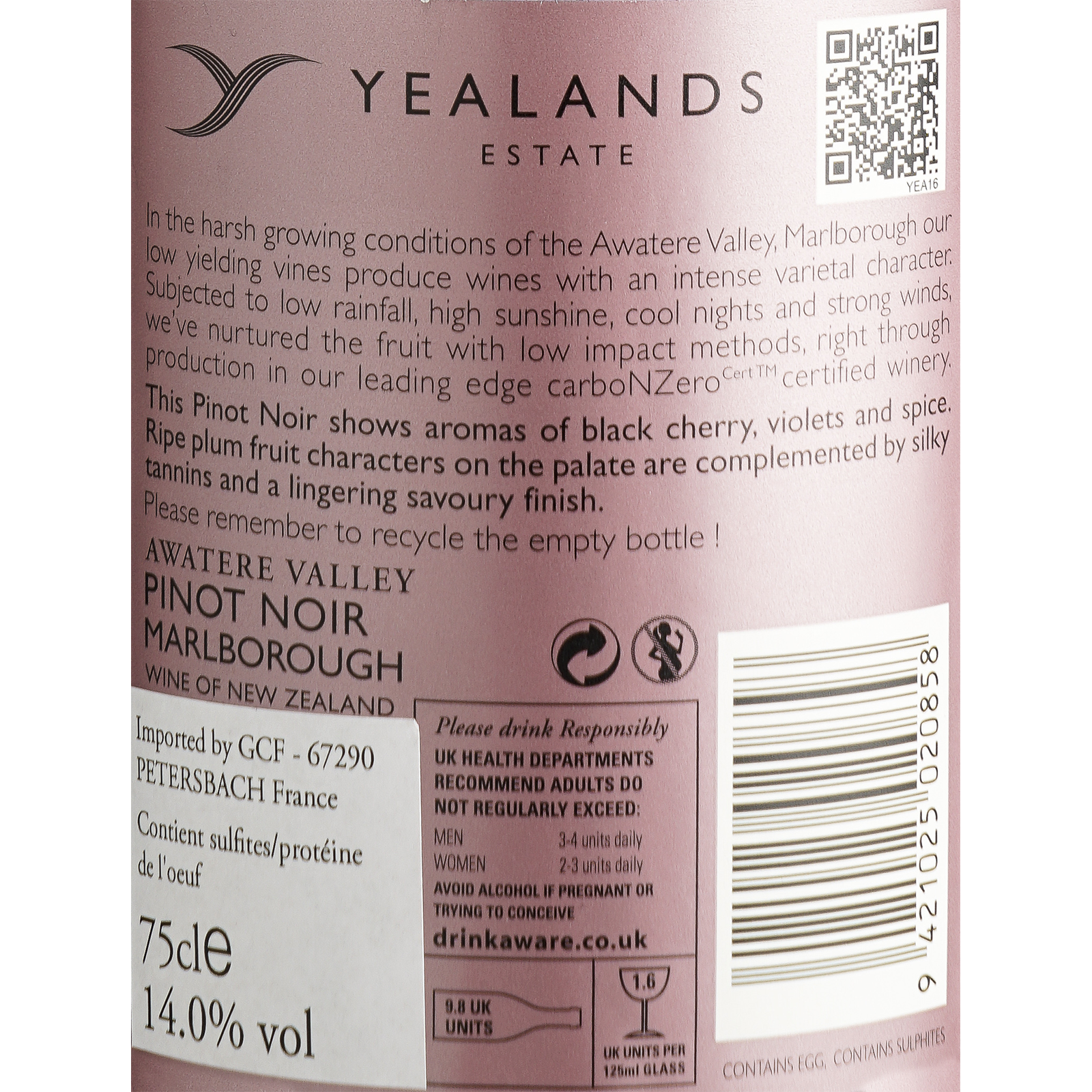 Yealands Estate Single Vineyard Pinot Noir 2014 (0,75L)